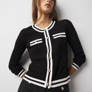White House Black Market Black and White Cardigan